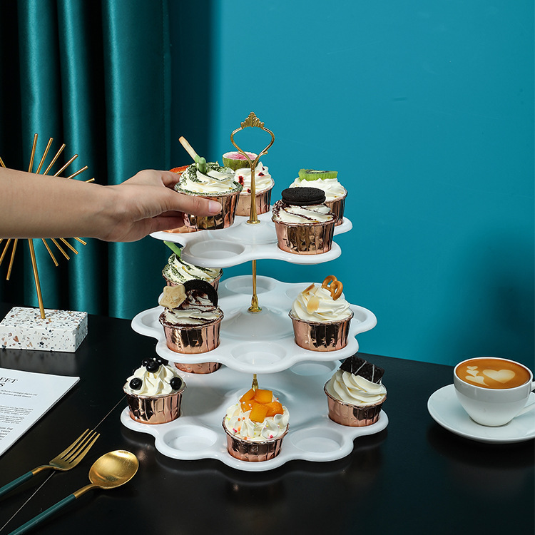 European-style three-layer muffin cake stand mousse muffin paper cup cream dessert stand display stand wedding birthday snack stand