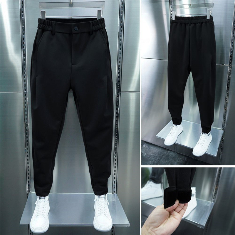Trendy Loose Jogger Pants Spring and Autumn British Style Men's Magic Tape Dress Pants Men's Internet Celebrity Harem Pants Cropped Casual Pants
