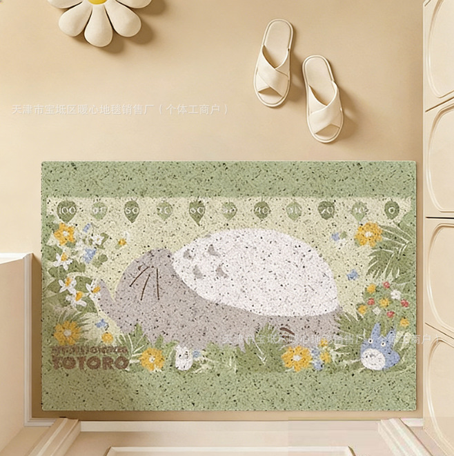 Totoro Silk Loop Floor Mat for Home Entrance, Customizable Pvc Door Mat, Cute Cartoon Entryway Mat