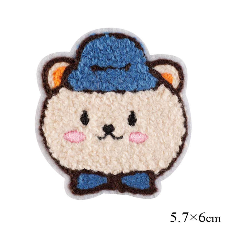 混合绣可爱卡通帽子小熊布贴 毛巾绣花章 儿童用品装饰辅料刺绣标