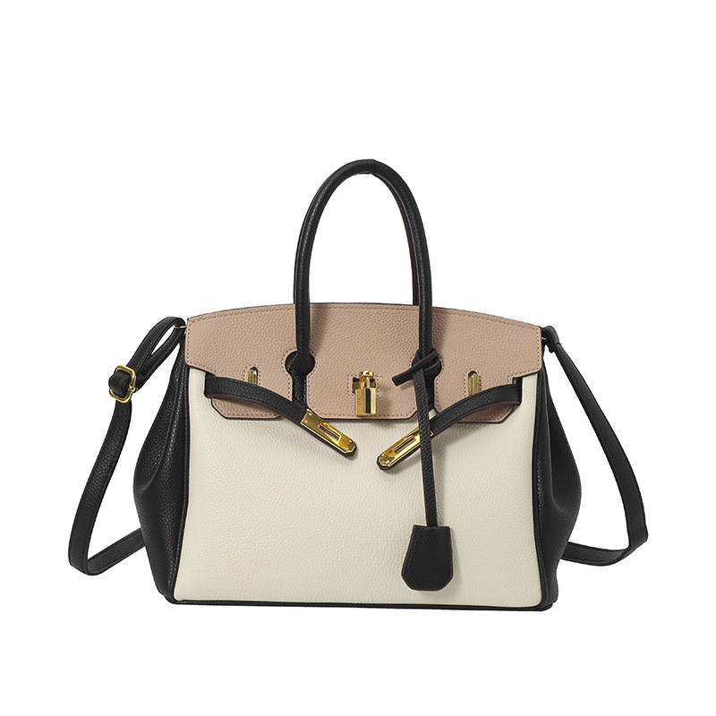 Bolso Kelly de platino portátil de alta calidad, estilo explosivo transfronterizo para mujer, bolso de color de contraste de moda, bolso de mensajero de viaje de gran capacidad
