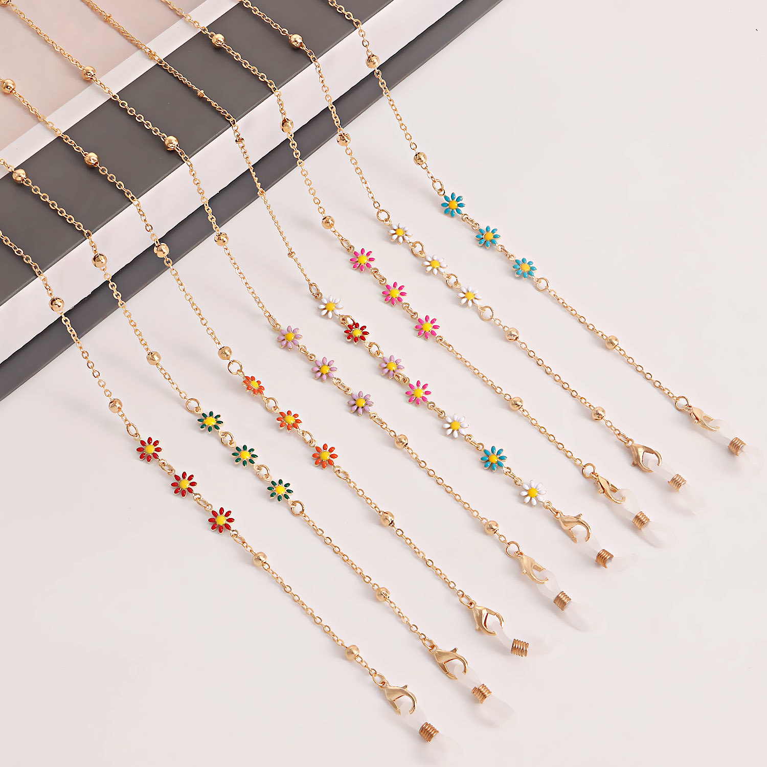 12g Weight Fashion Flower Colorful Oil Female Mask Eyeglasses Chain
