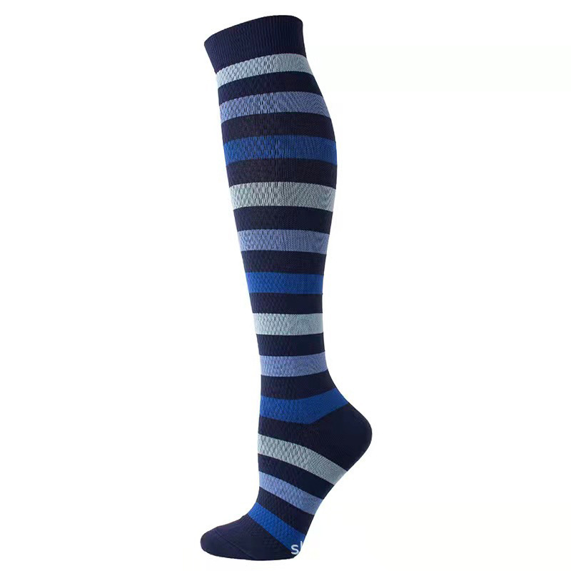 1 par de calcetines de compresión a rayas striped compression socks drop shipping jacquard prensado