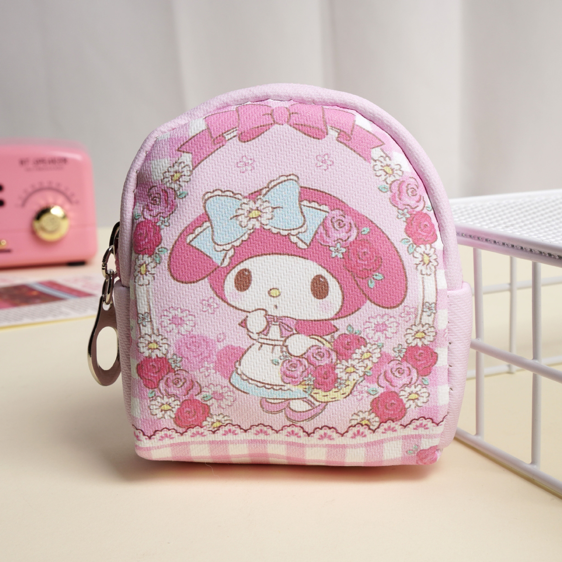 Monedero Mini Animado de Cuero PU Impermeable para Almacenamiento Doméstico