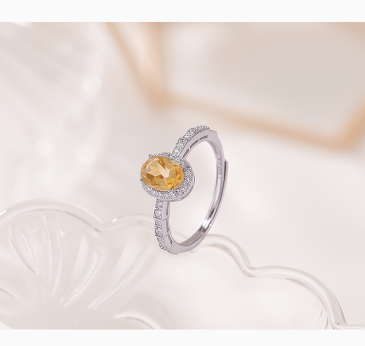Nhẫn nữ bạc S925 mạ vàng đính đá crystal hình vuông, kiểu mở điều chỉnh size — Loại bạc chi tiết 4