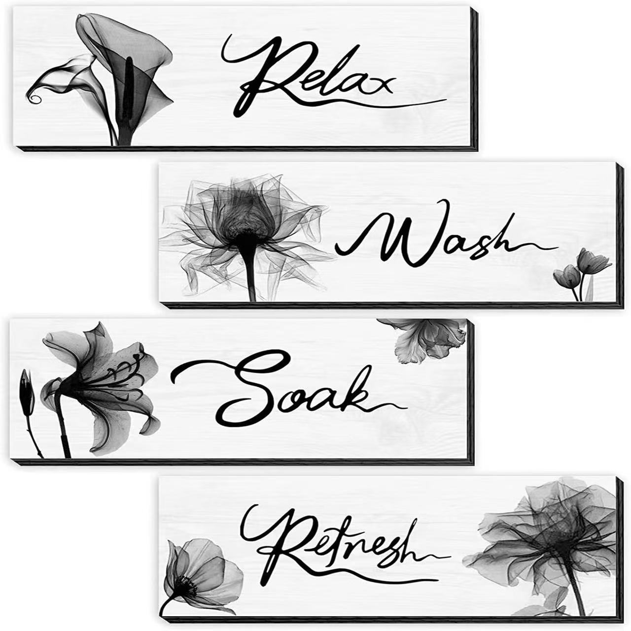 [4개 팩] 나무 장식 걸이 사인 02