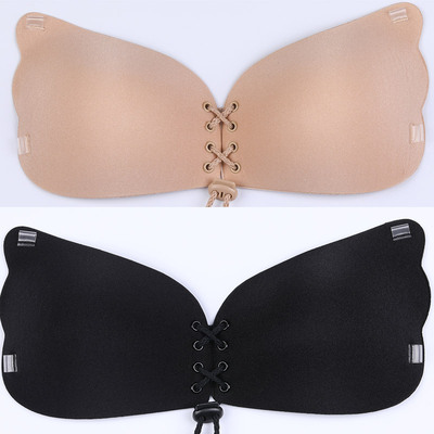 现货批发3cm加厚羽翼拉绳隐形文胸天使之翼小胸自粘文胸拆卸肩带