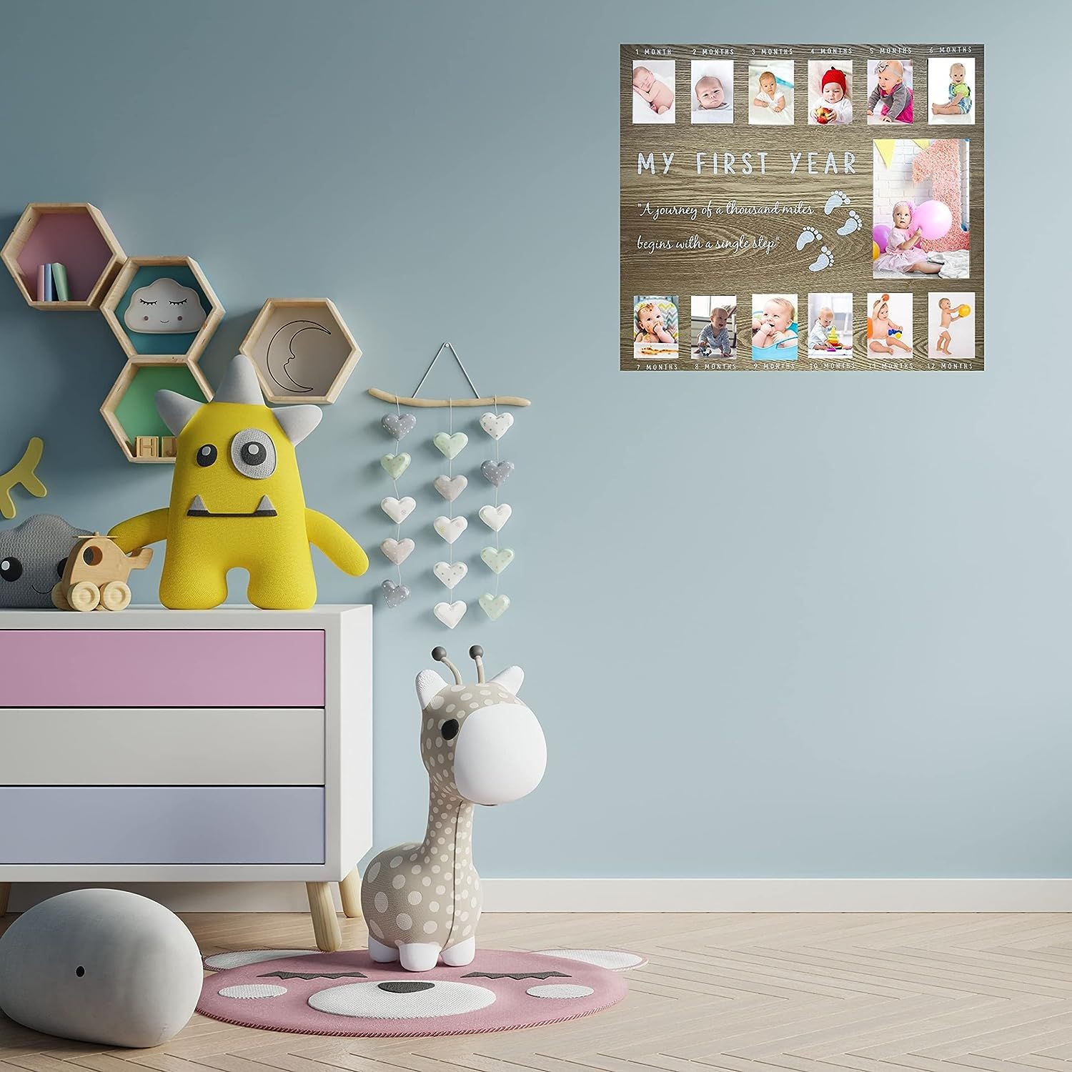 Recién nacido nacimiento hito foto conmemorativa de madera marco de fotos dormitorio sala de estar decoración marco de fotos bebé crecimiento disciplina