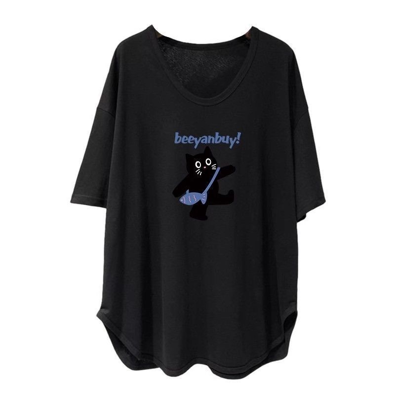 ファットmm 150kg ゆったり大きいサイズ ミドル丈 UVカラー 半袖 Tシャツ レディース 夏新作 韓国版 痩身お腹カバートップ|undefined