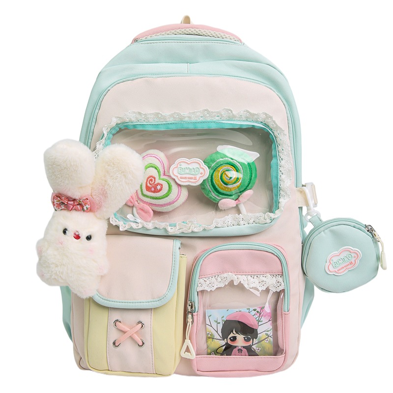 Mochila de estudiantes de alto valor facial, mochila de escuela secundaria, mochila multicapa, mochila de dolor dulce, mochila de ocio, mujer
