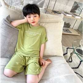 黁白儿童睡衣莫代尔2026夏装新款男童家居服休闲套装中大童男孩空