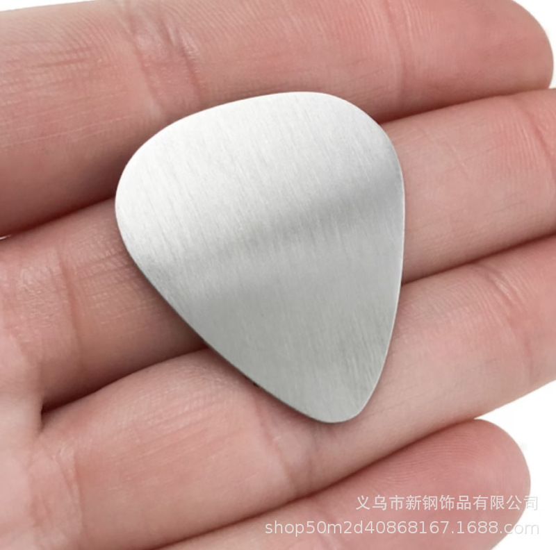 Stainless steel guitar pick glossy blank inner hole pendant accessories personalized gift keychain necklace