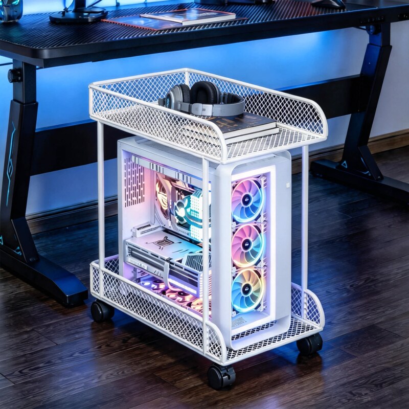 Computer case stand, desktop computer case stand, movable case base, cooling support, multi-functional tray rack
