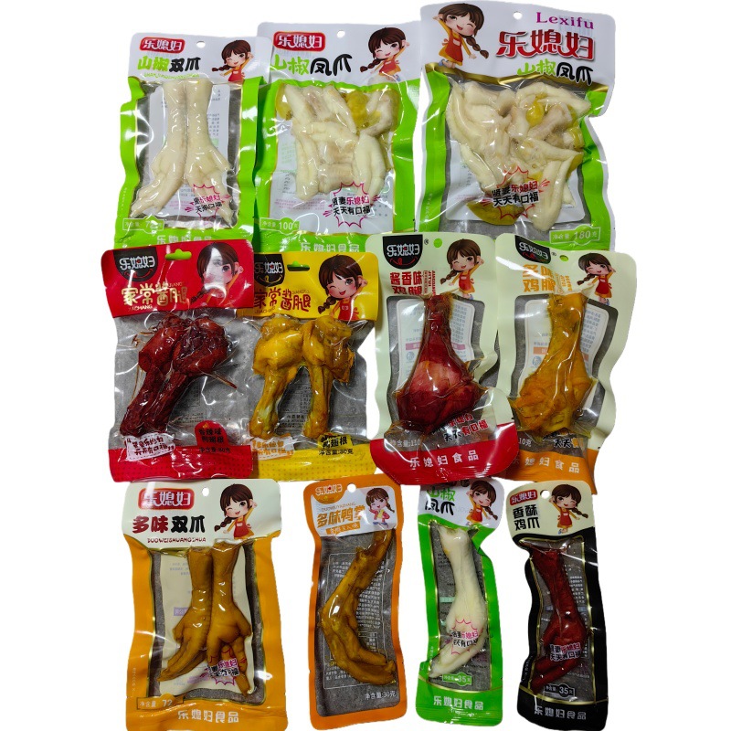 Le Xifu Spicy Chicken Feet with Mountain Pepper, Crispy and Multi-Flavored, Pickled Pepper Marinated Chicken Feet, Office Snack, Spicy Snacks, Wholesale