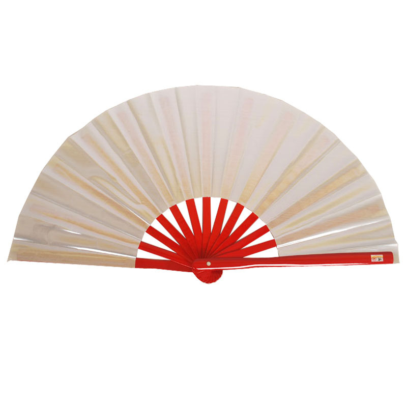 En stock de bambú de hueso Kung Fu fan grande de bambú ventilador de tela de hueso 33cm de bambú de hueso de tela lisa ventilador rojo Kung Fu ventilador