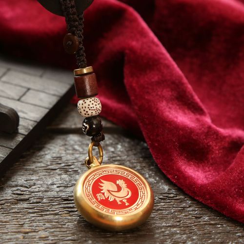 Brass Chinese Zodiac Chinese Red Turn Lucky Keychain Pendant Retro Turn Money Pendant