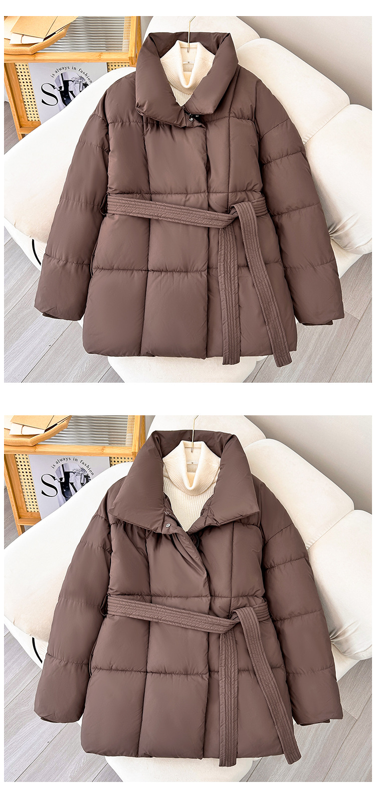 Abbigliamento da donna inverno nuovo cappotti invernali di media lunghezza giacca di cotone celebrità di Internet giacca di cotone sottile e larga con vita spessa_voghion.com