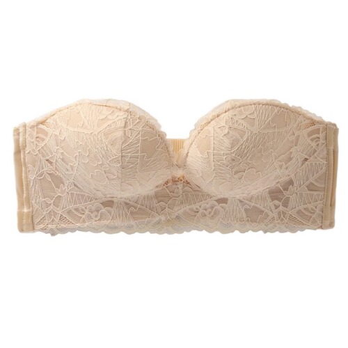 Underwire-free slip lace push-up bikini bra, thin summer backless bralette, strapless invisible underwire-free bra