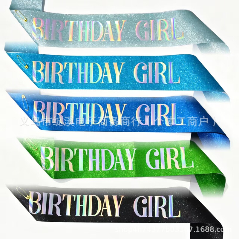 New Birthday Party Etiquette Belt Glitter Shoulder Strap birthday Girl Shoulder Strap Birthday Party