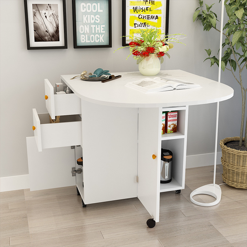 Mesa plegable simple, mesa de comedor de tipo pequeño, mesa de comedor retráctil multifuncional con cajón, gabinete de comedor rectangular