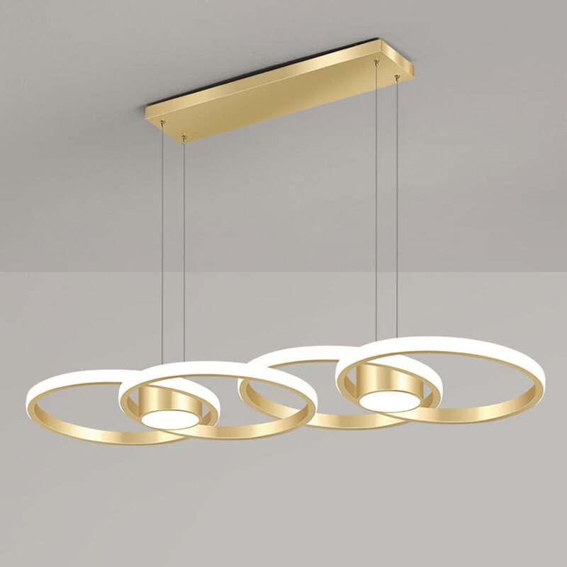 Modern Minimalist Led Circular Pendant Light, Linear Creative Personality Four-Ring Ceiling Light for Dining Room, Living Room, Bedroom