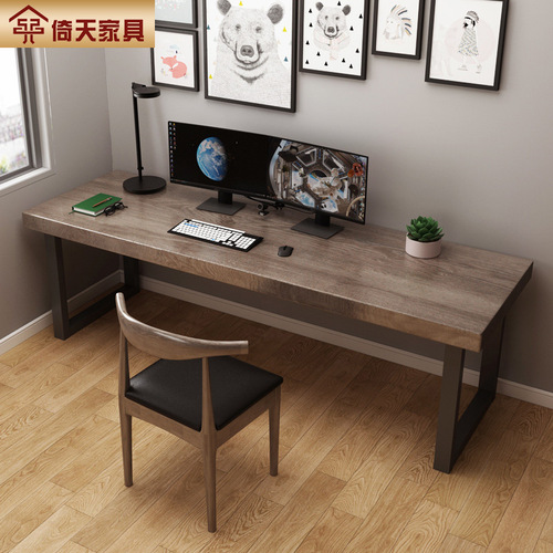 An American Industrial Style Wooden Gaming Desk for Home Office, Student Use, and Dual Use with Chair