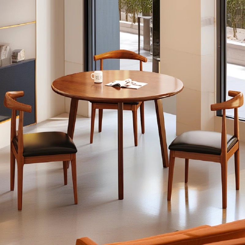 Mesa redonda de recepción de madera maciza mesa de negociación silla combinación de negociación simple mesa de conferencias de oficina mesa de café balcón mesa de té