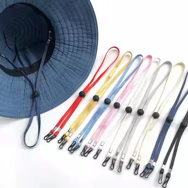 Windproof Rope Summer Sunshade Fisherman Hat Sunshade Hat Ear Protection Lanyard Polyester Adjustable Hat Rope Individual Packaging