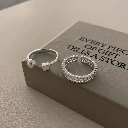 Ring ins cool style non-fading high-end niche jewelry woven mesh design personalized simple open ring