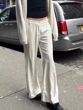 Brandy同款 米白色棉麻低腰长裤休闲裤女夏季bm喇叭裤LIDIA PANTS