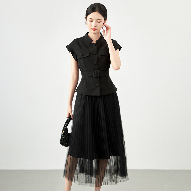 Đầm suông nữ midi tay ngắn mùa hè — 2417504 - Xanh lá cây chi tiết 1