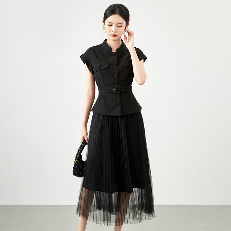 Đầm suông nữ midi tay ngắn mùa hè — 2417504 - Xanh lá cây chi tiết 1