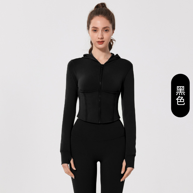 Chaqueta de yoga delgada de manga larga con capucha, primavera y otoño, ropa de gimnasia para correr, chaqueta deportiva de ciclismo delgada, chaqueta de mujer