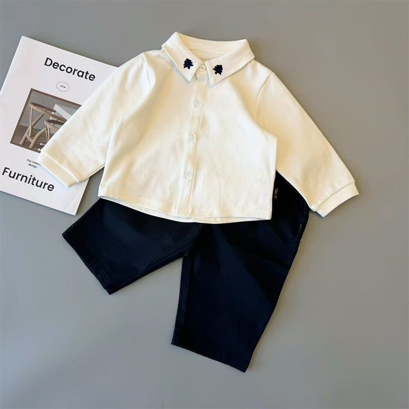 Children's polo shirt, new style for spring and autumn, embroidered collared baby clothes, thin cotton outerwear for babies.