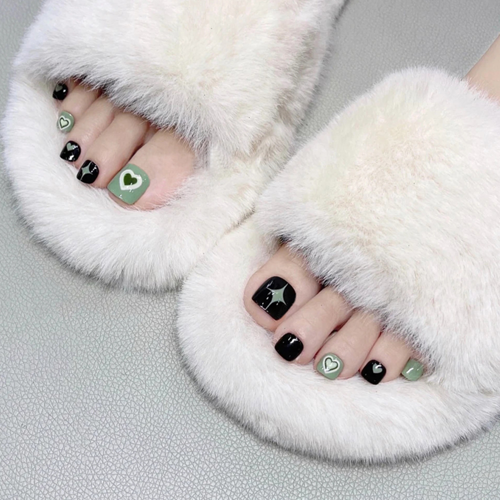Ventas transfronterizas de color de contraste de parches de uñas de pie, adornos de estrellas de amor, adornos de uñas de pie lindas, estilo de moda dulce, uñas de pie