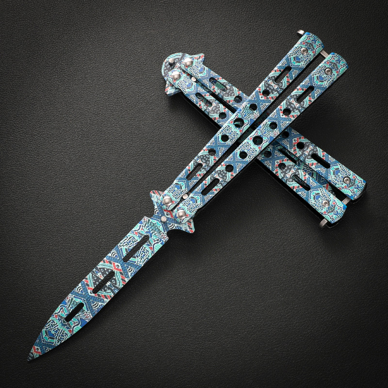 CSGO cuchillo de mariposa plegable portátil cuchillo de juguete mariposa peine novato práctica juguete de acero al aire libre cuchillo hoja no abierta