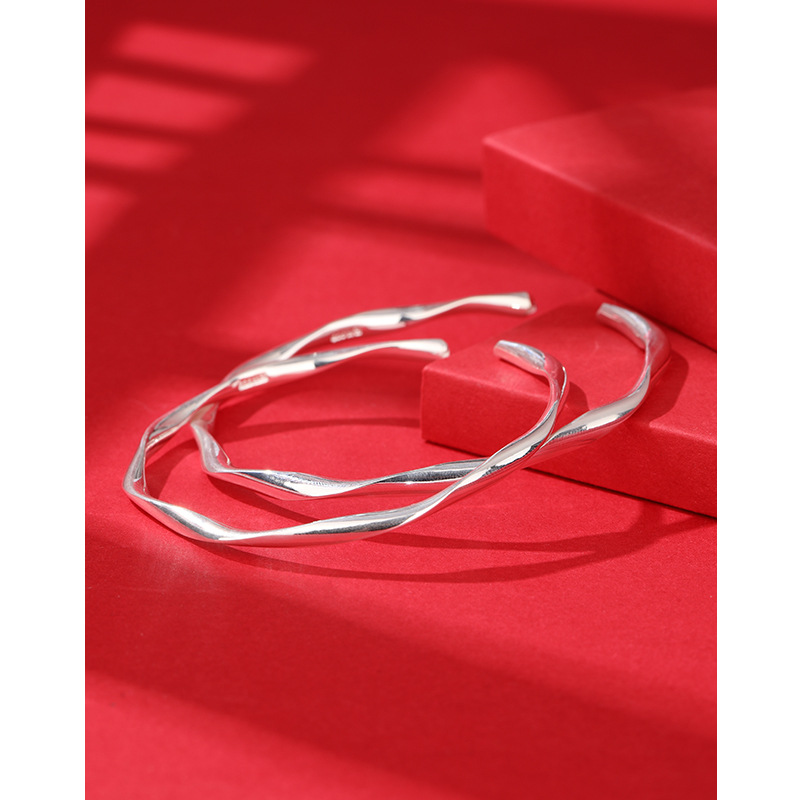 Mobius anillo pulsera de plata 999 plata esterlina sólida plata pura joven nicho de alta calidad pulsera de plata para la novia