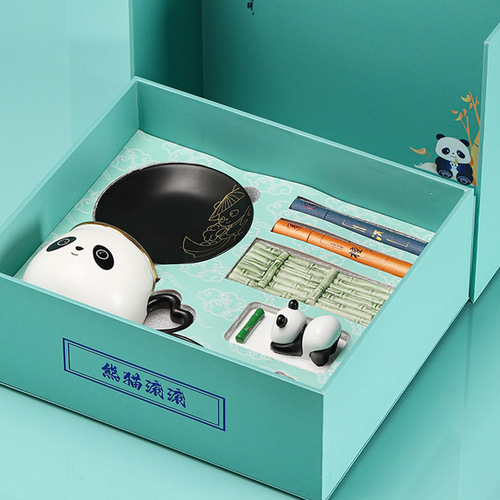 创意熊猫陶瓷水杯伴手礼套装礼盒国潮文创商务银行公司年会礼品