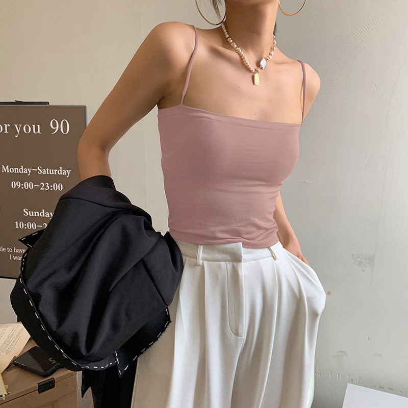 Nueva Camiseta sin Mangas Estilo BM 2025 para Mujer, Top de Verano sin Mangas con Relleno en el Pecho, Prenda Exterior, Camiseta Básica para Mujer, Top Tubo.