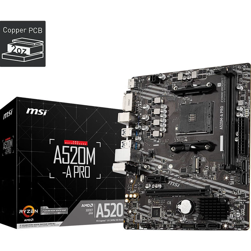 Совместимая AMD MSI A520M-A Pro материнская плата сокет AM4 поддерживает CPU 5000 серии