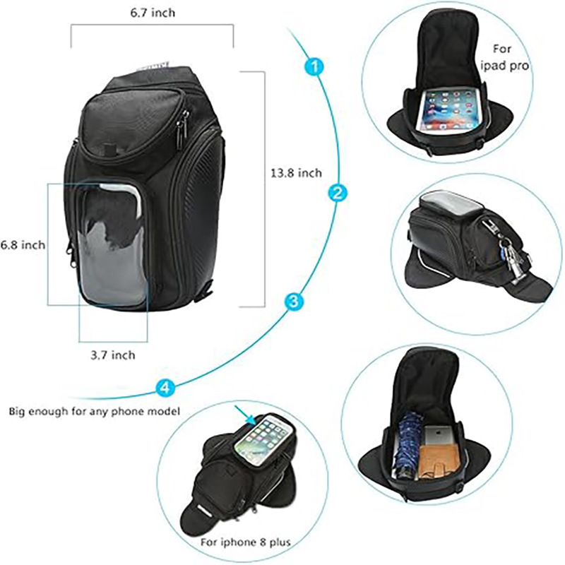 Motorcycle Magnet Bag Touch Navigation Fuel Tank Bag Dustproof Bag Motorcycle Fuel Tank Bag Rider Shoulder Bag Waist Bag Equipment