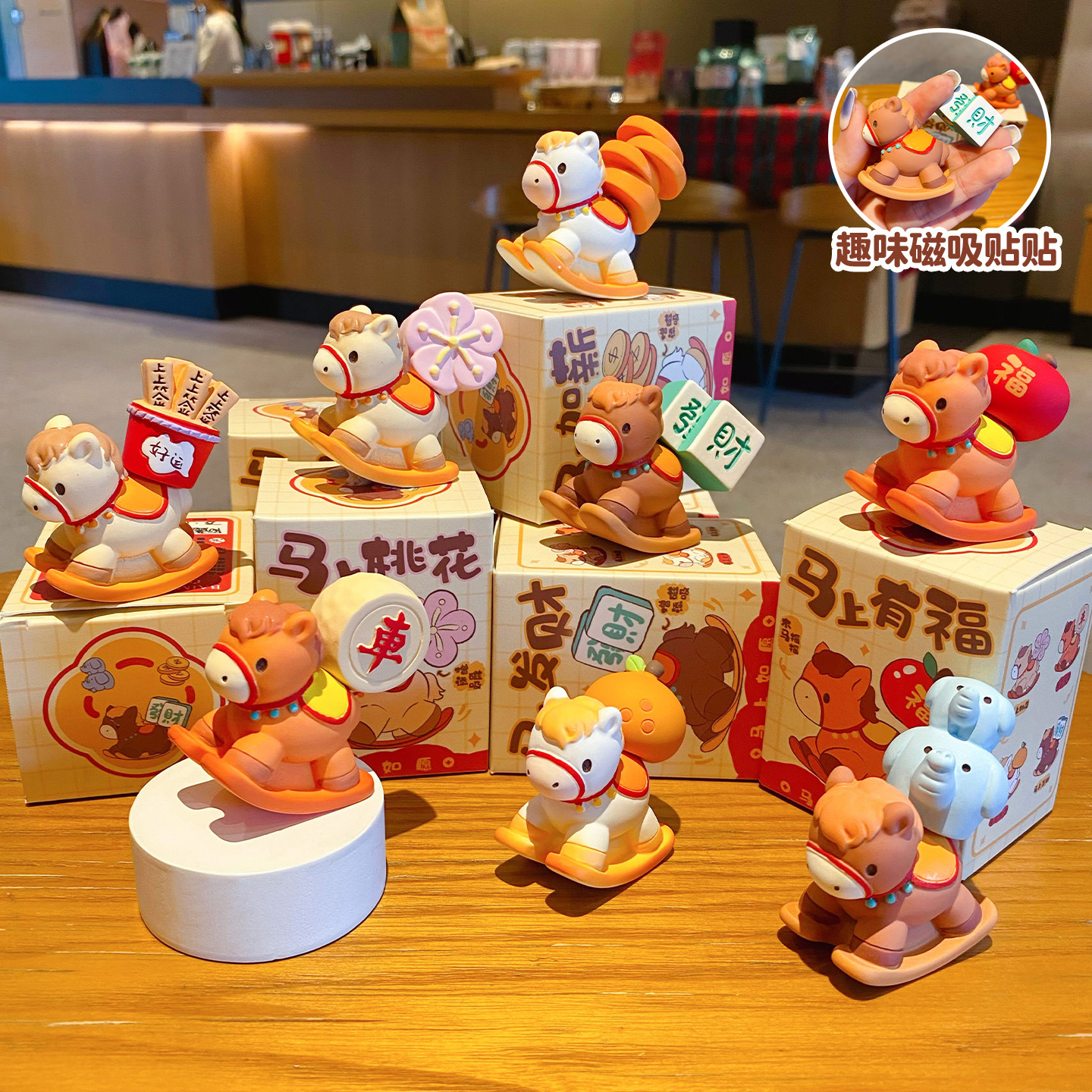 New Year's Wishes Come True Series Cartoon Resin Ornaments That Attract Wealth and Bring Money, Desktop Small Ornaments, Year of the Horse Lucky Charm