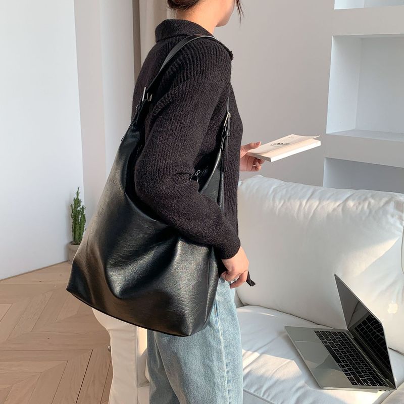 小众PU软皮托特包大容量女百搭上班通勤包高级感简约时尚单肩包女|undefined