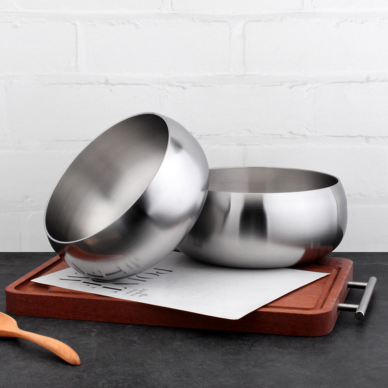 18 / 10 acero inoxidable de tres capas de acero manzana sopa tazón de sopa tazón de fideos se puede calentar a fuego abierto sin escoger la preparación de la estufa y fideos