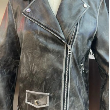 复古PU皮革 可擦色洗水人造服装革料 秋冬时尚机车皮衣皮裤面料