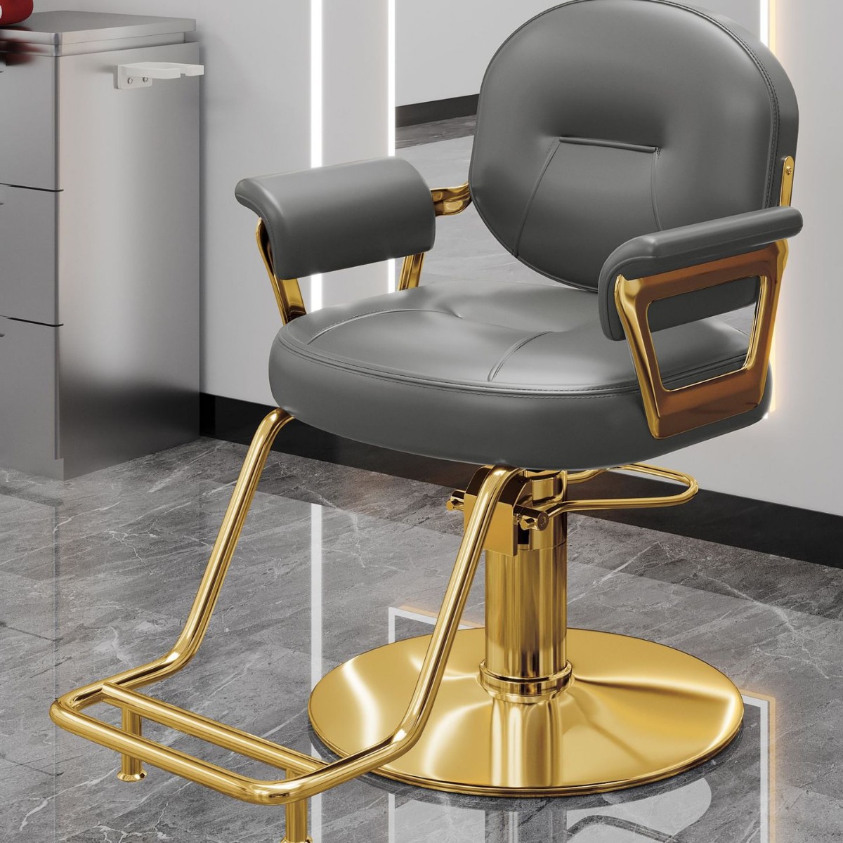 Nueva silla de peluquería en línea se puede elevar y bajar silla de peluquería de alta gama silla de peluquería especial silla de corte de pelo lujoso