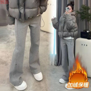 Y9Z2023 autumn and winter new super model pants extremely cold fleece-lined warm slim zipper slim pants fashion casual