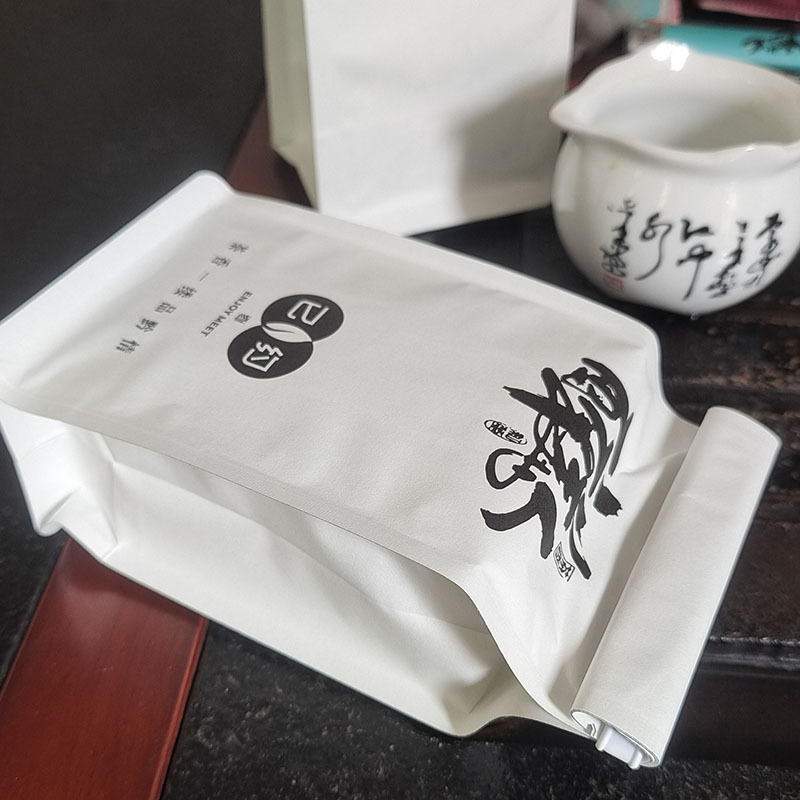 环保防潮白牛皮纸表印镀铝自立自封袋 新款推荐100克八边封茶叶袋