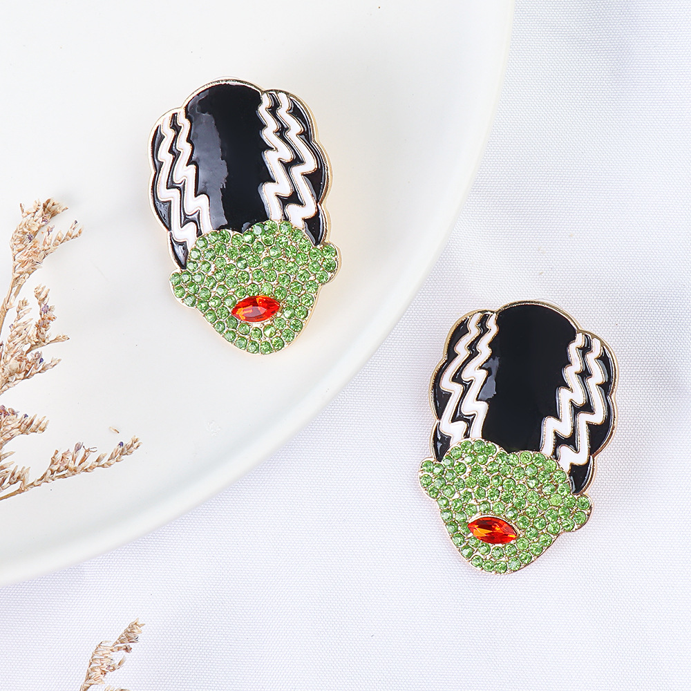 Cartoon Green Head Halloween Earrings wholesale jewelry Nihaojewelry
