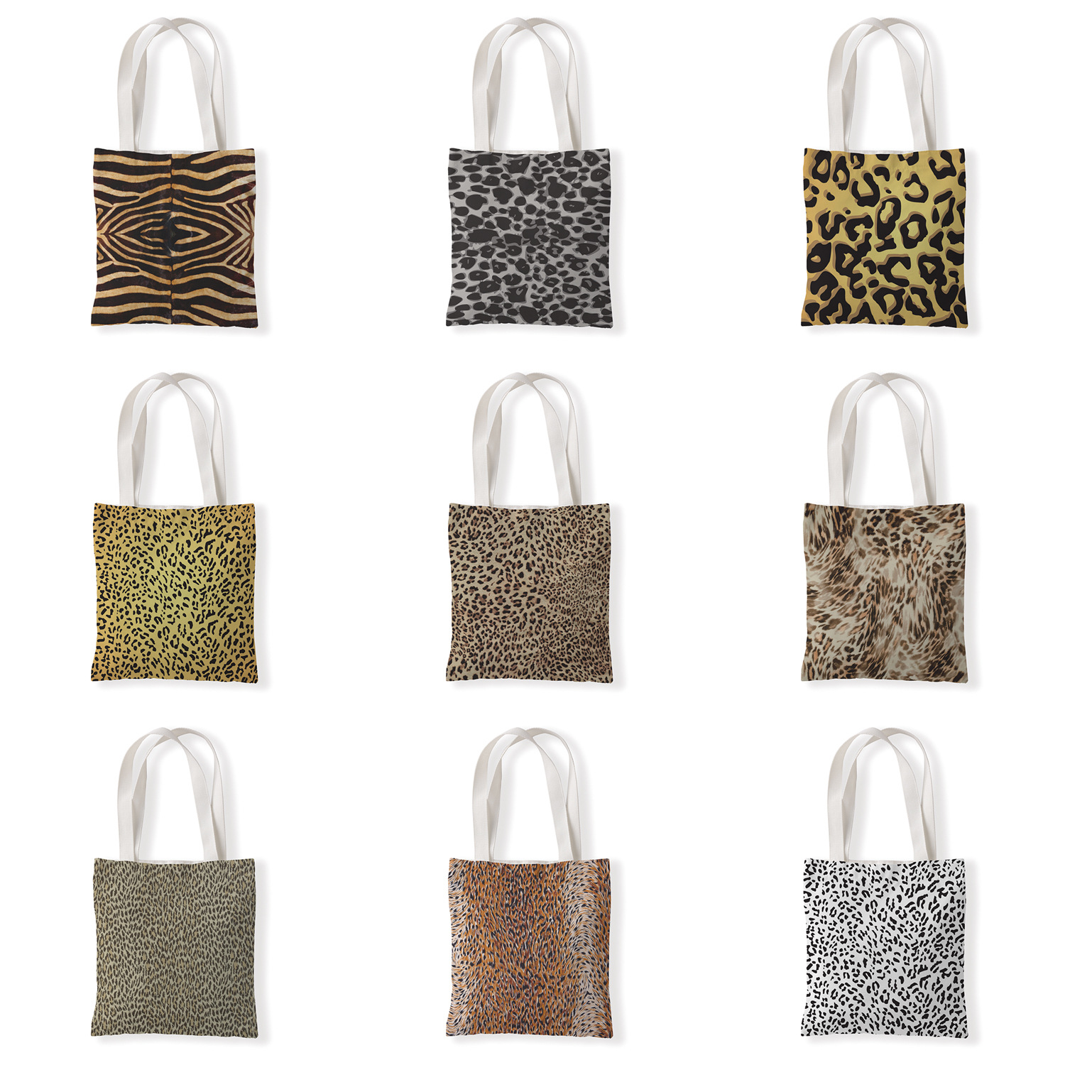 创意豹纹印花单肩帆布包宣传包休闲零钱袋文艺手提购物礼品袋